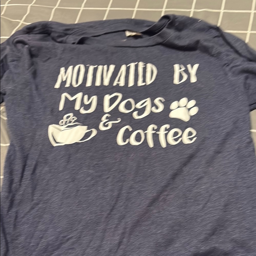 Motivated by My Dogs & Coffee T-Shirt - Blue